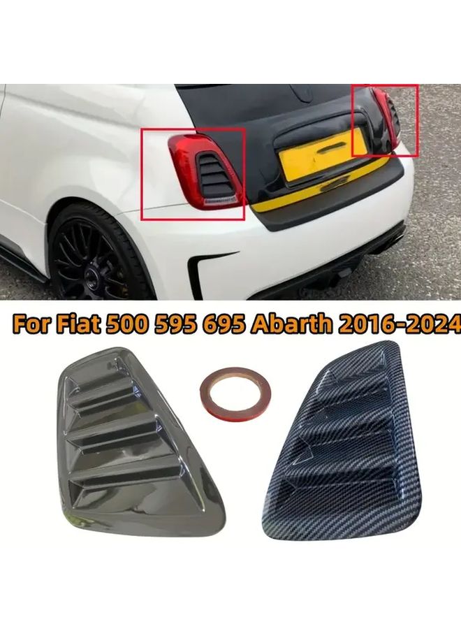 غطاء المصباح الخلفي الأسود اللامع ملصق زخرفي لـ Fiat 500 Abarth 595 695 2016-2024 - Image 1